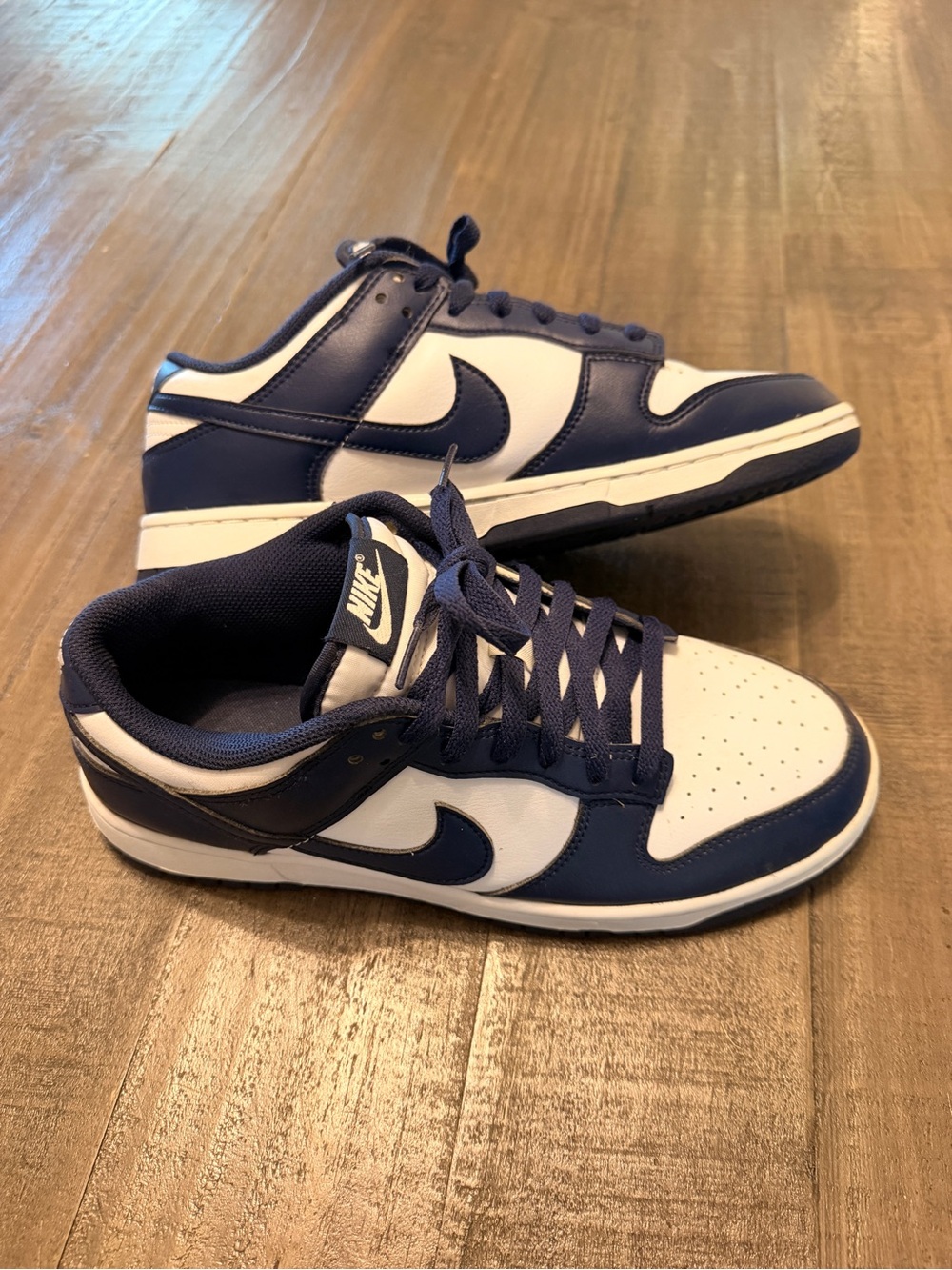 Nike Dunk Low Midnight Navy White Leather Sneakers HF5441-107 Mens 9.5